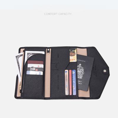 China Credit Card Pocket Card Holder Open Multiple Business Styles Black Long Slim Wallet for sale