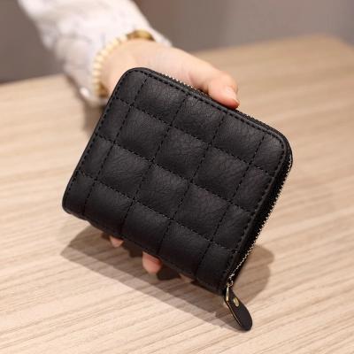 China None Women Short Wallets PU Leather Female Plaid Clip Nubuck Card Holder Wallet Fashion Women Small Zipper Wallet With Coin Purse for sale