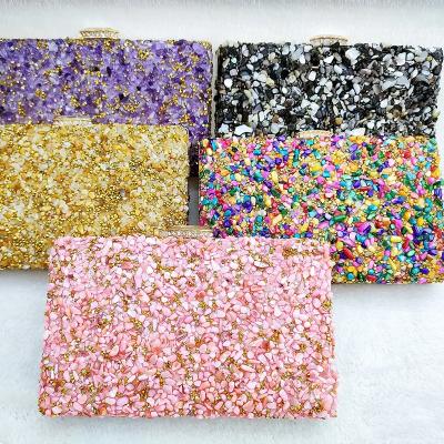 China Portable Multicolor Stones Grab Bags Women Party Evening Clutches Purse Clultches Party Dinner Rhinestone Formal Handbags Crystal for sale