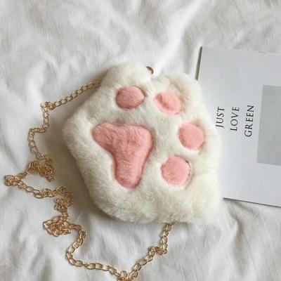 China Portable Cute Bear Paw Girls Chain Zipper Shoulder Bag Lovely Children's Plush Cross Small Coin Purse Soft Baby Boy Accessories - Body Bags for sale