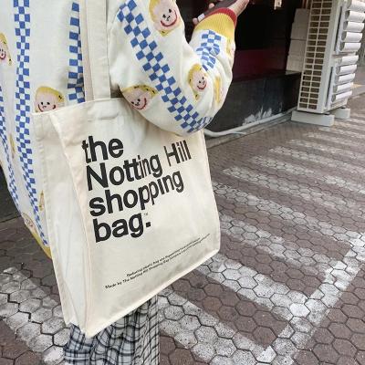 China Women Notting Hill Canvas Portable Shopping Bag Reserves Bag Cotton Cloth Shoulder Bag Eco Female Tote Reusable Handbag for sale