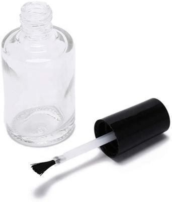 China 5ml 10ml 15ml Nail Polish Essential Oil Pharmaceutical Glass Bottle With Brush Dropper Black White Cap for sale