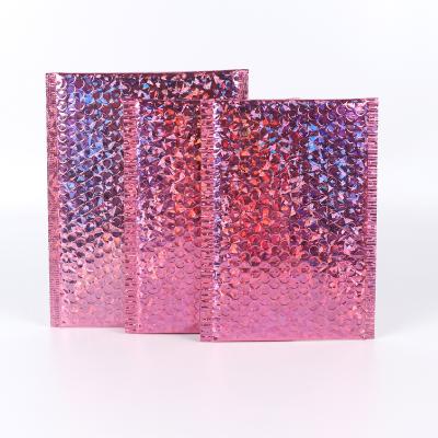 China Custom Metallic Pink Bubble Mailers Shock Resistance Foil Air Padded Envelopes Gift Mail Send Bags Shipping Courier Delivery Packaging Bags for sale