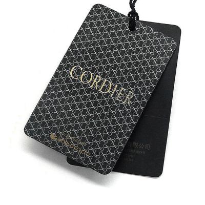 China Durable Custom Black Foil Clothing Hang Tags Dangle Tag Label for sale