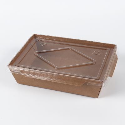 China Disposable Biodegradable Biodegradable Paper Lunch Box Packing Box Salad Container Food Rectangular Stocked Rectangular Food Container With Lid for sale