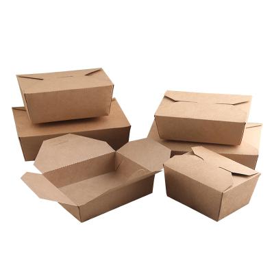 China Biodegradable Custom Printed Disposable Kraft Paper Packaging Container Take Away Lunch Food Paper Box for sale