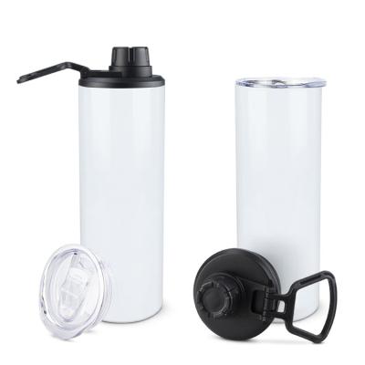 China Disposable USA Warehouse 2 Lids 20oz Coffee Travel Mug Free Shipping Sublimation Blank 20 oz Skinny Straight Tumbler With Handle Lids for sale