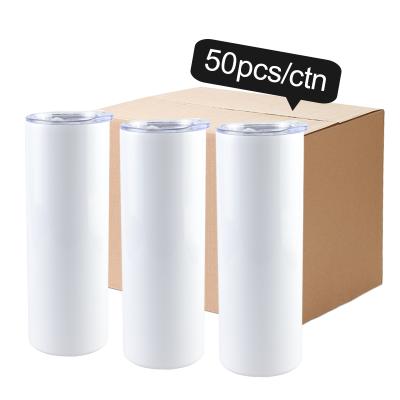 China Disposable Us Warehouse 20oz Sublimation Blanks Straight Lean Stainless Steel Vacuum Insulated 20oz Tumbler Cups With Straw Lids for sale