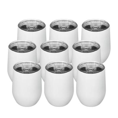 China Wholesale DIY Sublimation 12oz Wine Tumbler Double Wall Vacuum Disposable Stainless Steel Wine Cup Slide Lid for sale