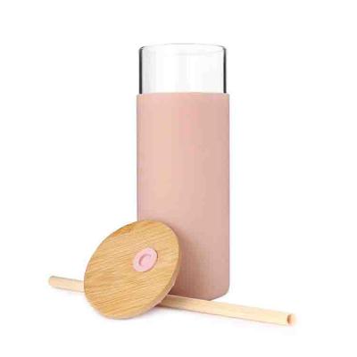 China Sustainable New Arrival Sports Water Cup Tumbler Cup With Bamboo Glass Lid And Straw for sale