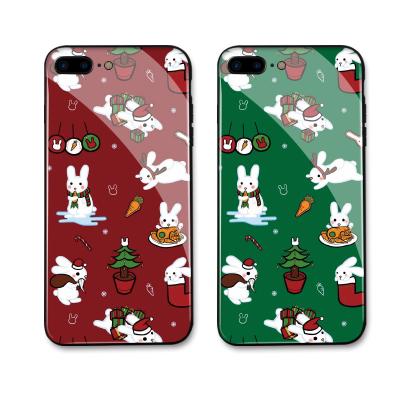 China Fashion Shining Christmas Rabbit 3d Mirror Sublimation Tempered Glass Shockproof Cute Hard PC tpu Cell Phone Bags For iphone 13 Cases for sale