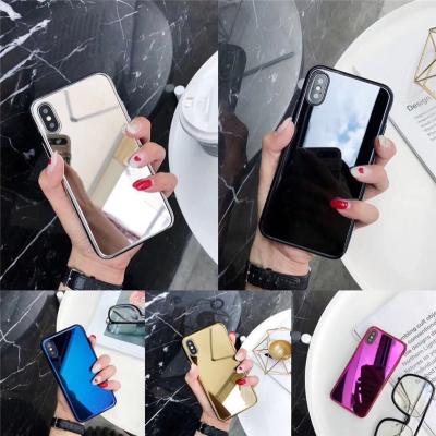 China 3d sublimation shockproof mood glass back cover high quality hard glitter electroplate custom mirror phone case for iphone 11 pro 7 8 max for sale