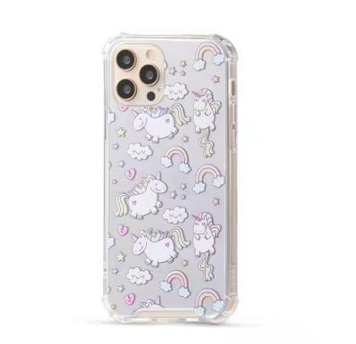 China Anti-fall Light Thin Acrylic Mirror Customize Cartoon IMD Pattern Shockproof Airbags Mobile Phone Case For iPhone 12 pro for sale