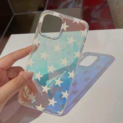 China transparent glitter anti-fall refraction tpu laser change light color customize printing imd pattern mobile phone bags for iphone 13 case for sale