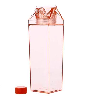 China Viable Customize Plastic Square Juice Drinking Cup Milk Carton Bottle Milk Water Bottle for sale