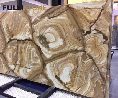 China Background Wall Flamenco Luxury Granite Yellow Color Cutting Stone Countertop Interior Design For Lobby for sale