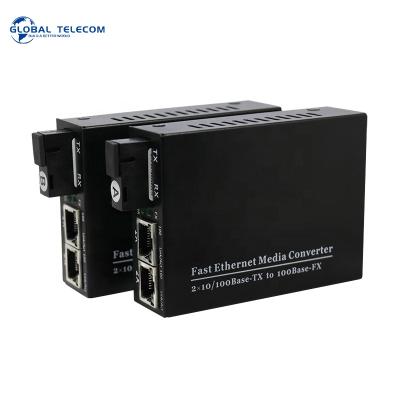 China FTTH 10/100M And Gigabit Media Converter 20KM SC 2Rj45 Connector Fiber Optic Media Converter for sale