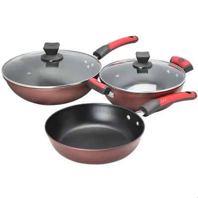 China Viable Non-Stick Non-Stick Wok Set Reunion Gift Gathering Pot Smokeless Three-Piece Pot Set for sale