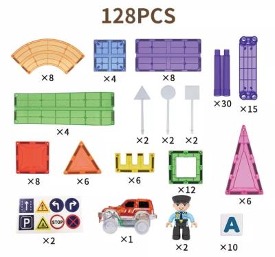 China 128pcs Plastic Magnetic Car Track For STEM Educational Building Blocks for sale