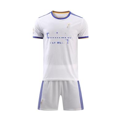 China Spain Madrid Club Quick Dry Sublimation Printed Soccer Shirt White Uniform Set Short Sleeve Polyester Football Singlet Tank Top for sale