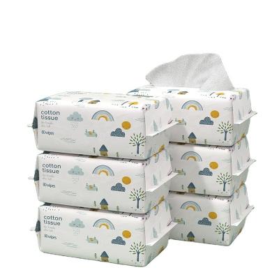 China KUB Baby Facial Tissue Face Towel Hypoallergenic Disposable Cotton Wipes Baby Wet & Dry Cotton Soft Tissue 6 Packs for sale