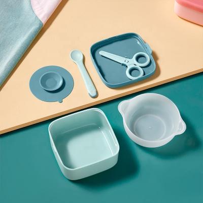 China Minimalist Children's Cutlery Travel Bowl Set Portable Bowl Set Tableware for Kids Bowl Set Baby Silicone Dish for sale