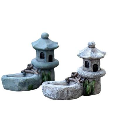 China Garden Lawn Tower Shape Resin Artificial Cute Decorative Decoration Opens Christmas Ornaments Mini Water Pool Dolls for sale