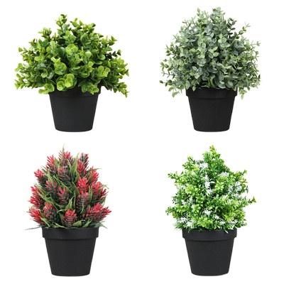 China Simply Mini Nordic Bonsai Artificial Desktop Plant Flower Pot Decoration Artificial Flower Plastic Bonsai for sale