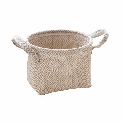 China New-fashion Jute Flower Pot Woven Household Cloth Storage Basket Desktop Storage Basket for sale