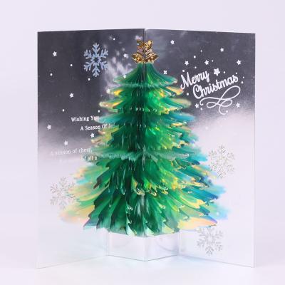 China Wholesale Custom Hot Stamping New Year Merry Christmas Birthday Christmas Tree Printing Europe 3D Low Volume Greeting Cards Gift Certificate for sale