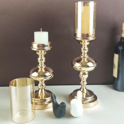 China Modern Luxury Glass Romantic Wedding Crystal Candle Stand Decoration Set for Dining Table Centerpieces Wedding Decorations Thanksgiving Candle Holders for sale