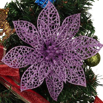 China Decotation Glitter Poinsettia Home Christmas Tree Ornaments, Christmas Decorations Flowers 14cm Wide For Christmas Tree Garland Holiday Seasona Garlands for sale