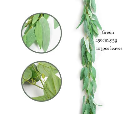 China Artificial Eucalyptus Party Garland Vines Twigs Silk Leaves Garland String in Green for Jungle Wedding Decor Indoor/Outdoor for sale