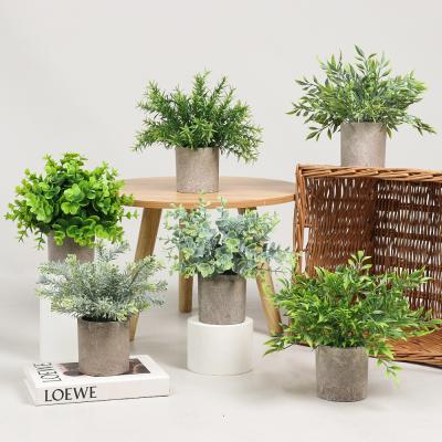 China Eucalyptus Home Artificial Plant Mini Potted Home Office Desk Room Decoration Artificial Green Plant Potted Plants for sale