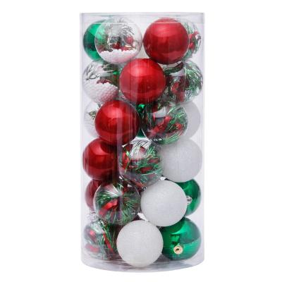 China 2021 Christamas Home Decoration Christmas Ball Ornaments 60mm/30PCS Unbreakable Clear Tree Ornaments With Delicate Stuffed Decorations Perfect For Party for sale