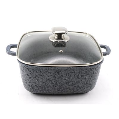 China Sustainable Granite Liner Square Casserole Die Casting Aluminum Square Pot With Induction Bottom for sale