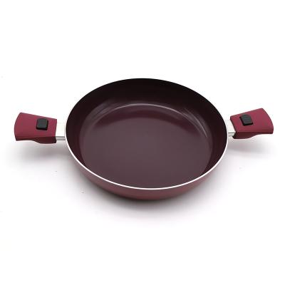 China Sustainable Detachable Handle Forged Aluminum Shallow Casserole In Ceramic Coating With Induction Bottom for sale