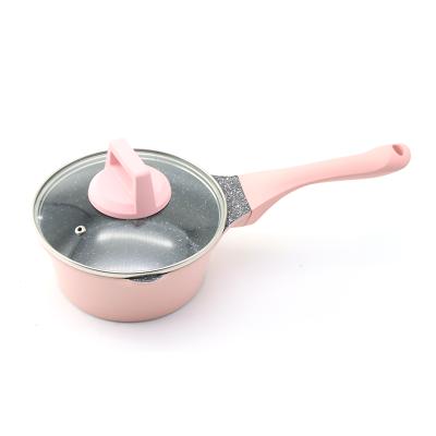 China Durable Household Pink Color Coating Saucepot Aluminum Die Casting Saucepot Milk Pot for sale