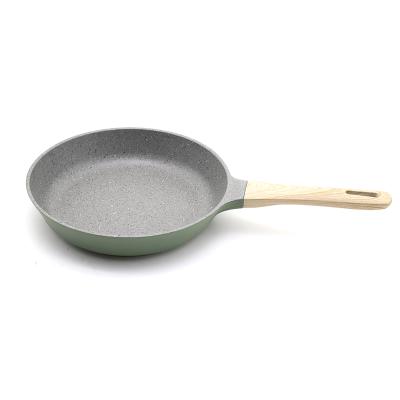 China Viable Die Casting Series Non-Stick Frying Pan 28cm Frying Pan With Soft Touch Wooden Handle for sale