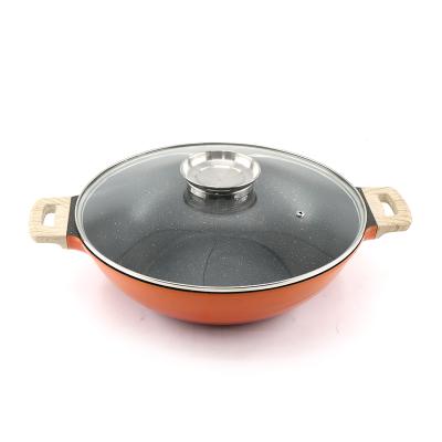 China Sustainable Die Casting Wok Cookware Non-Stick Aluminum Die Casting Chinese Wok for sale