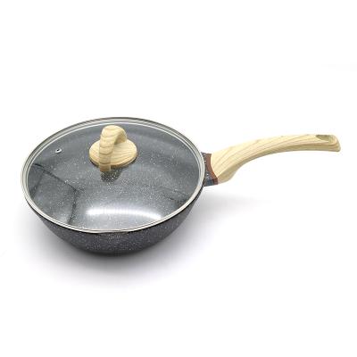 China Sustainable New Design Deep Frying Pan Die Cast Non Stick Pan Aluminum Marble Wok for sale