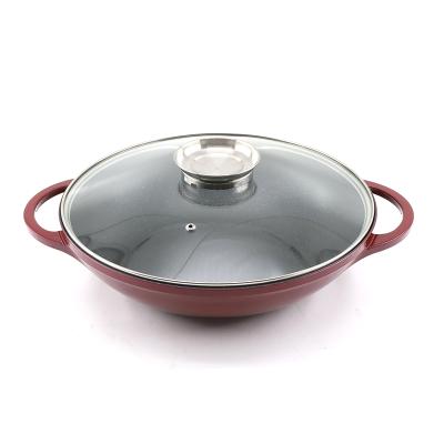 China Large capacity and factory viable hot selling wok die casting aluminum marble wok cookware for sale