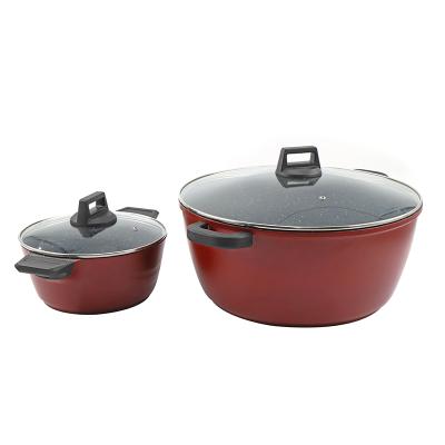 China Durable Large Capacity And Practical Non-stick Marble Coating Die Casting Aluminum Casserole Set for sale