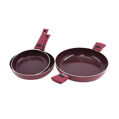 China Durable Detachable Handle Aluminum Foregd Ceramic Cookware Set With Induction Bottom for sale