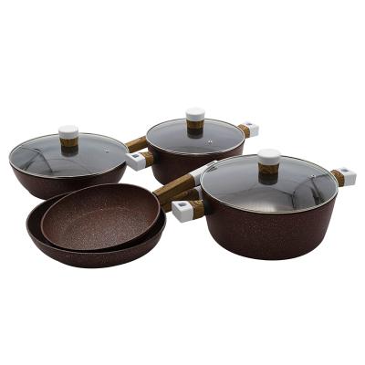 China Sustainable new hot sale forged aluminum nonstick marble cookware set with induction bottom for sale