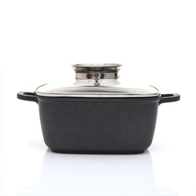 China 24cm Traditional Classic Induction Greblon Liner Die Casting Aluminum Square Casserole for sale