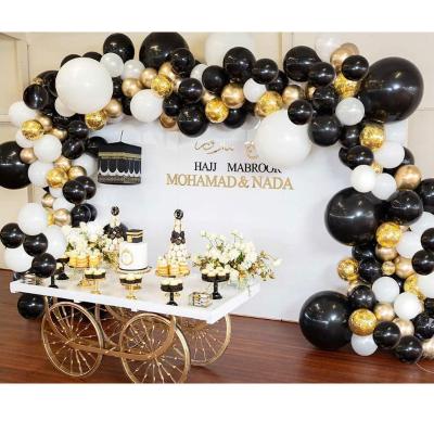 China White Gold Balloon Garland Arch Kit Black Confetti Balloon 101PC Birthday Party Wedding Decorations 5inch/12inch for sale