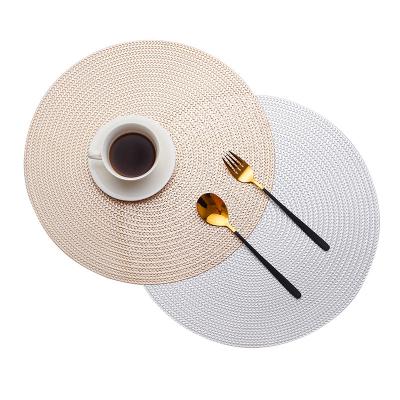 China Oilproof Wheat Round Table Mat Hotel Restaurant Solid Color Dish Mat Environmental Friendly PVC Table Mat for sale