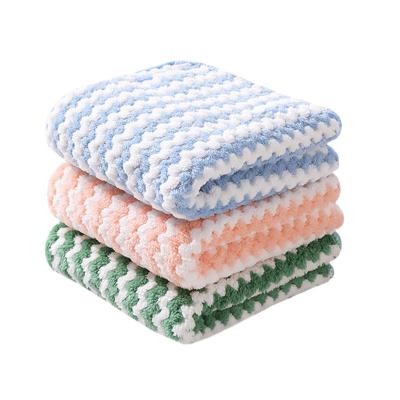 China Wavy Towel Kitchen Scratch Household Absorbent Thickened Cleaning Cloth Safe For Dishwashing Children for sale