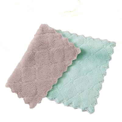 China Wave Child Safe Coral Lace Towel Cleaning Kitchen Velvet Direct Selling Manufacturer Double Sided Towel for sale